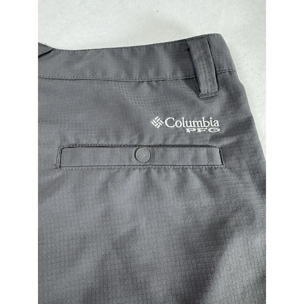 Columbia PFG Mens Gray Ripstop Fishing Shorts Performance Outdoor Size 34 35